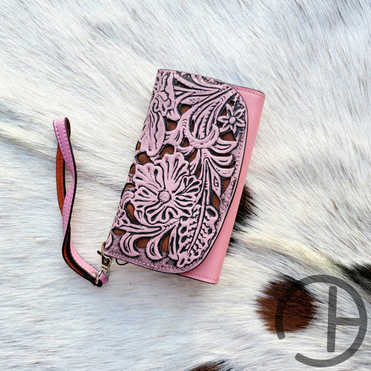Pink Leather Clutch/wallet