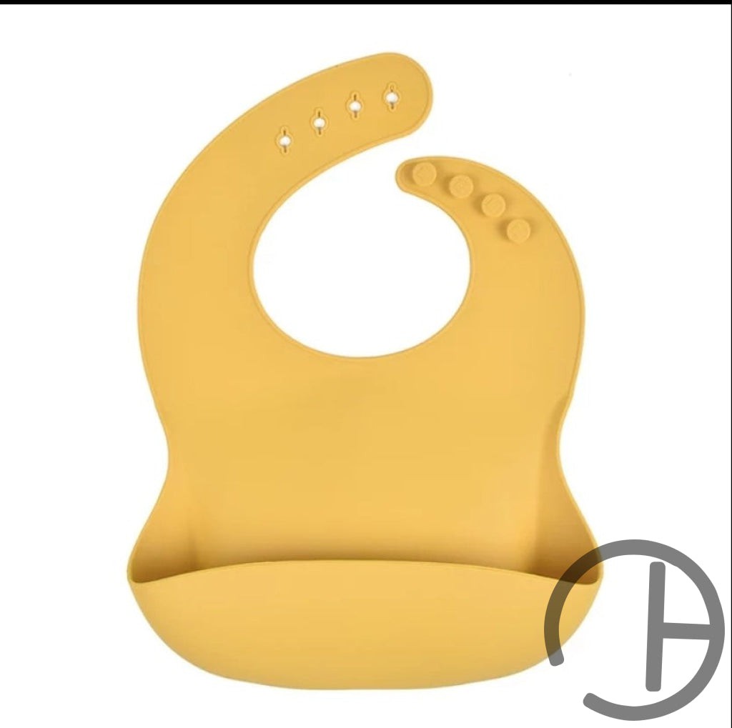 Silicone Adjustable Baby Bib Mustard