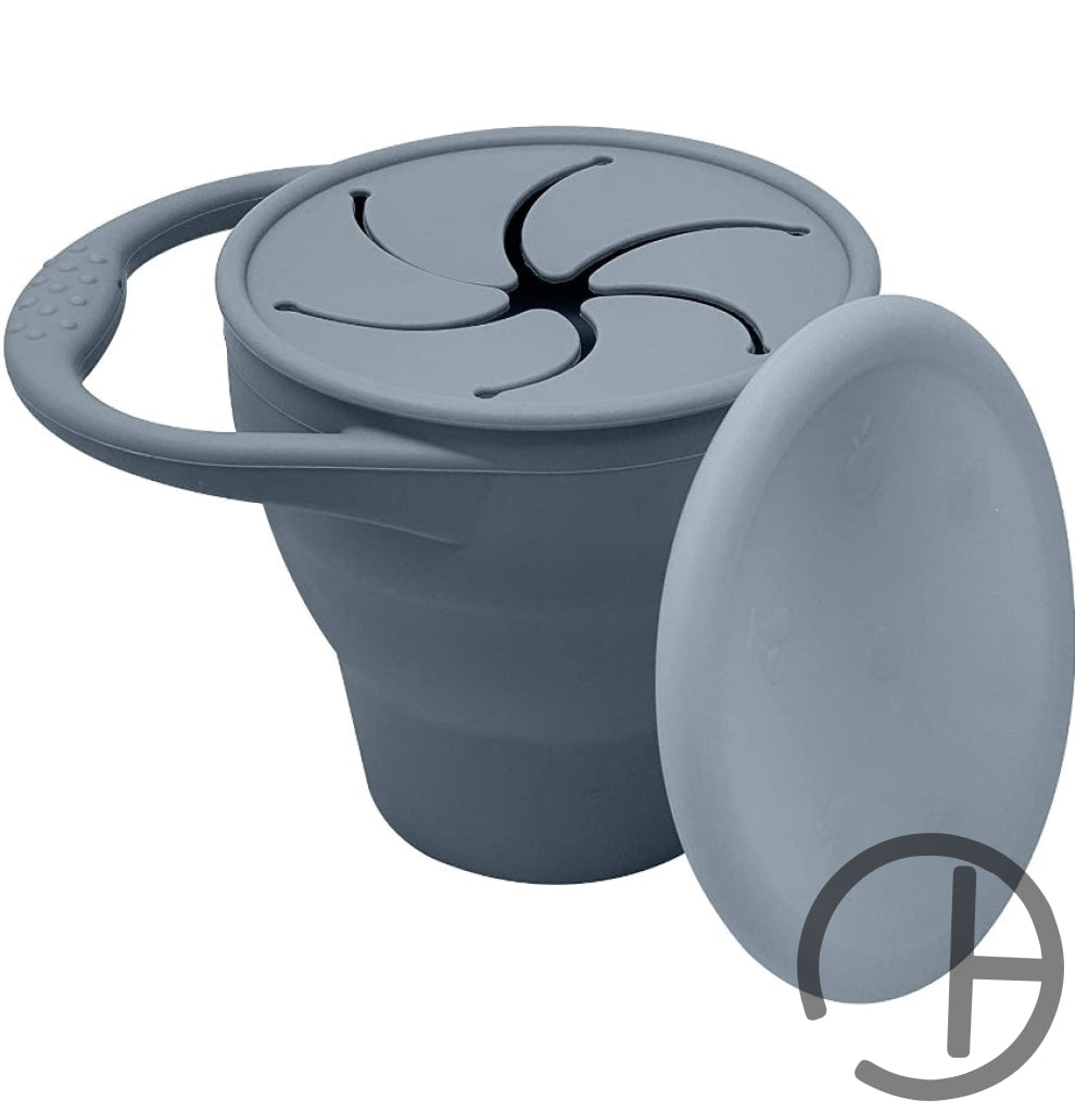 Silicone Snack Cup With Lid Dusty Blue