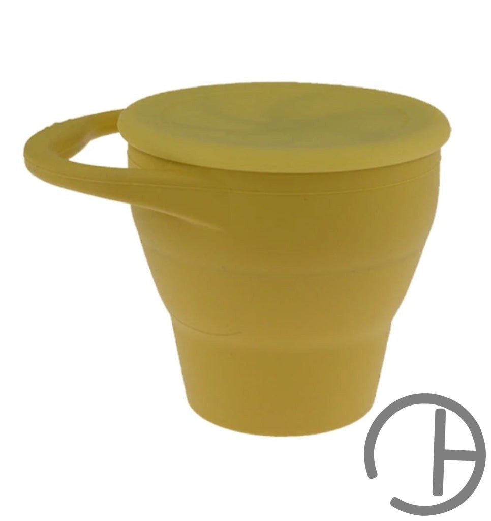 Silicone Snack Cup With Lid Mustard