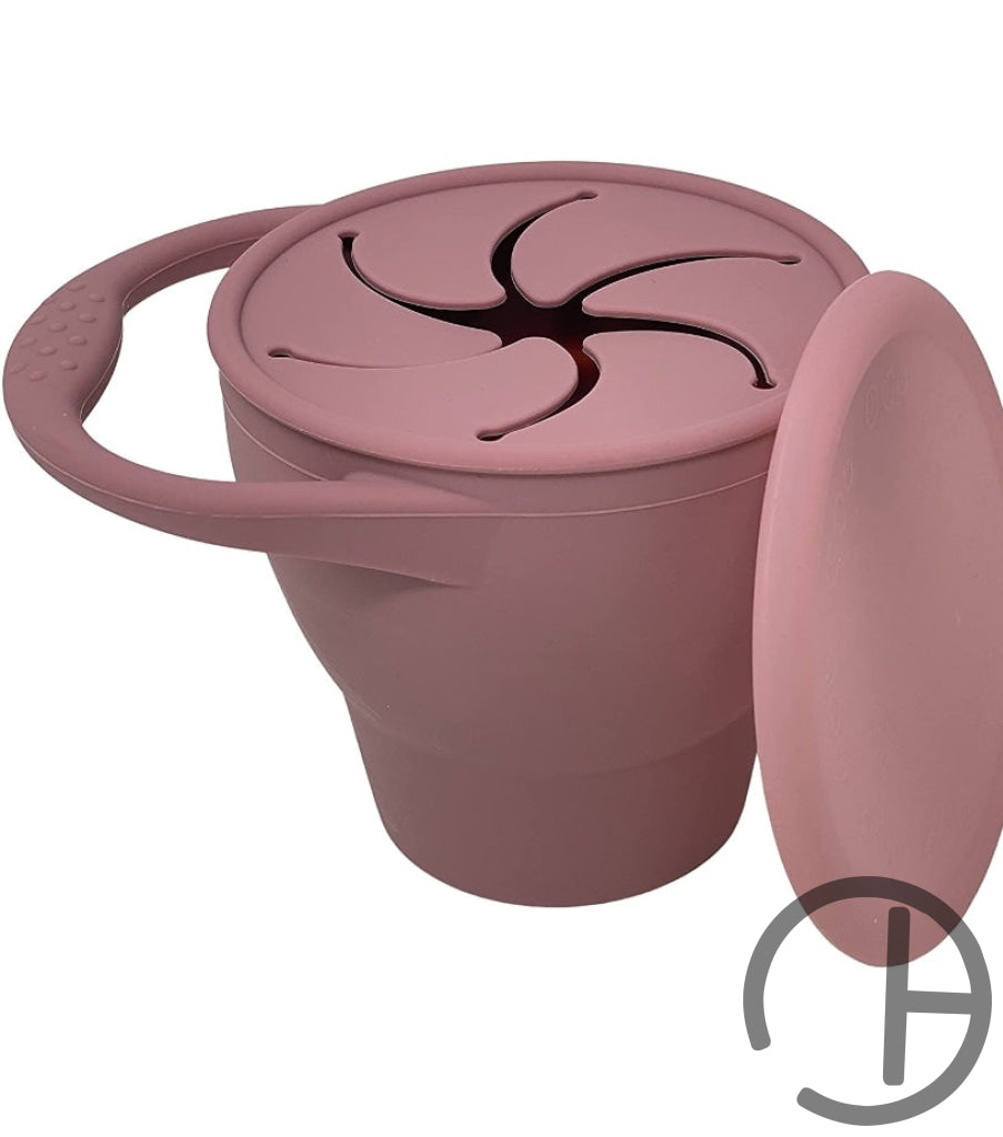 Silicone Snack Cup With Lid Rose