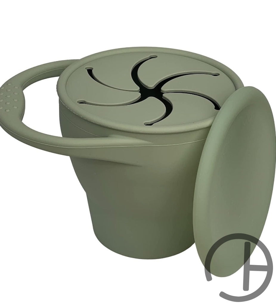 Silicone Snack Cup With Lid Sage