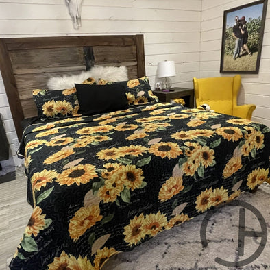 Sunflower Quilt 3 Piece Bed Set