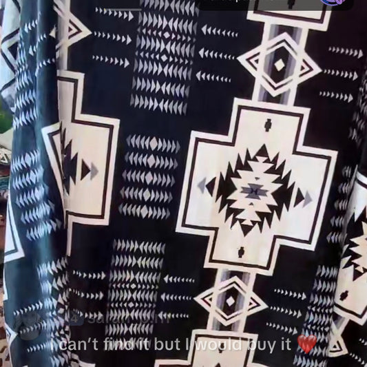 White Black Aztec OversizedThrow Blanket