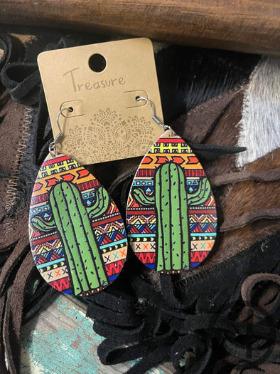 Aztec Cactus Tear Earring