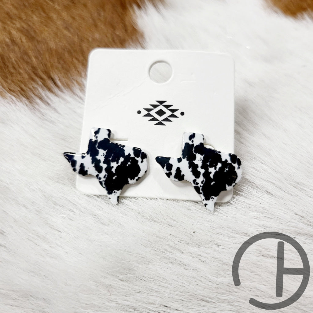 Black Cow Texas Stud Earrings