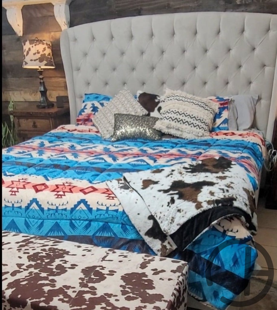 Blue Western 3 Piece Bed Set