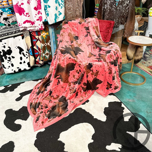 Blush Cow Oversized Throw Blanket