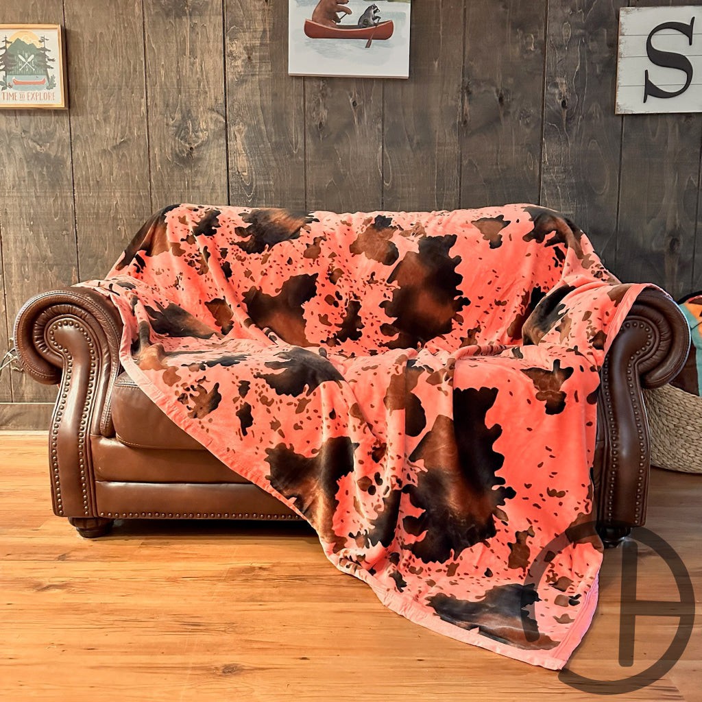 Blush Cow Oversized Throw Blanket