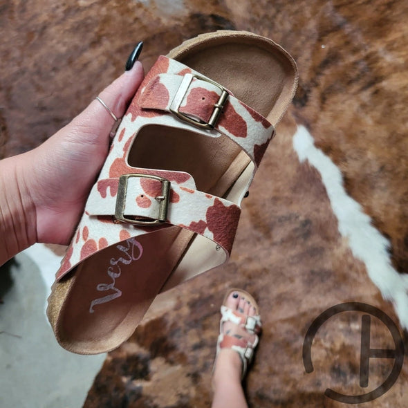 Brown Cow Buckle Sandals
