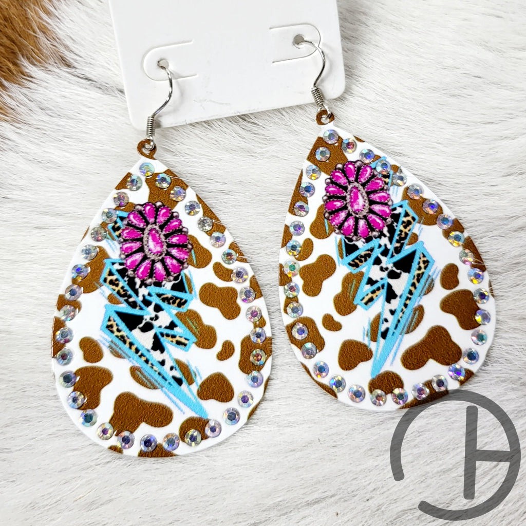 Brown Cow Lightning Earrings