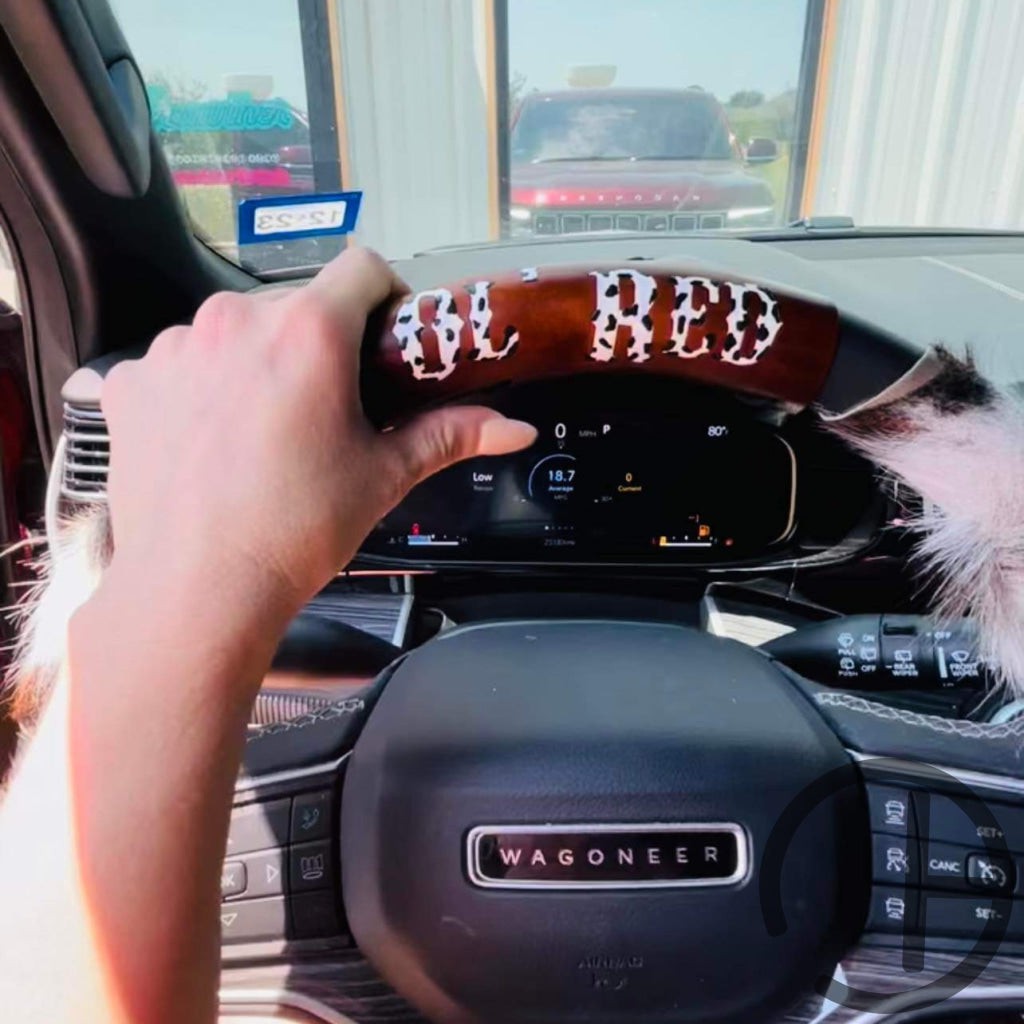 Brown Cow Tooled Steering Wheel Accent