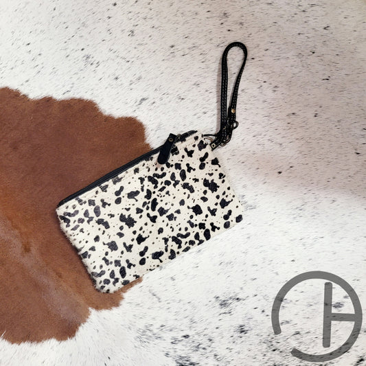 Cow Hairon Zipper Pouch Wristlet