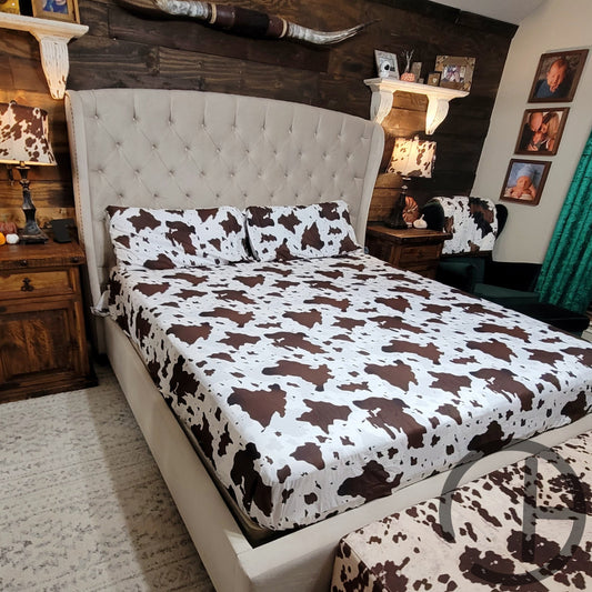 Cow 4 Piece Sheet Set Dark Brown Queen