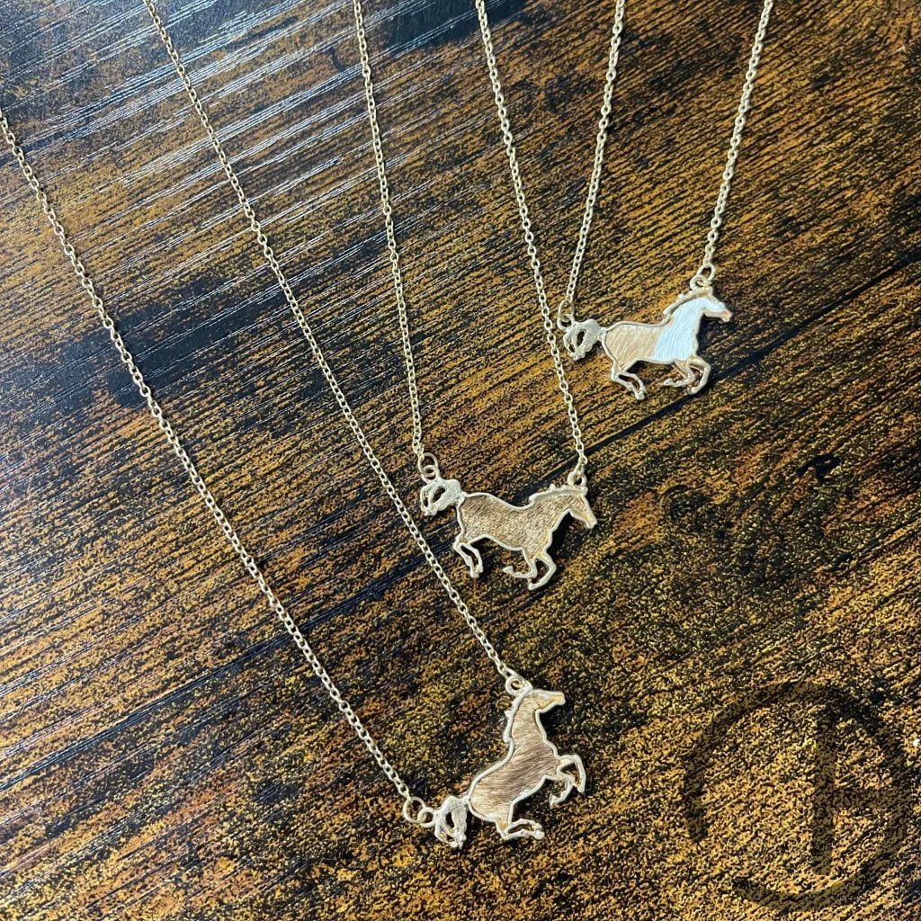 Cowhide Horse Necklace