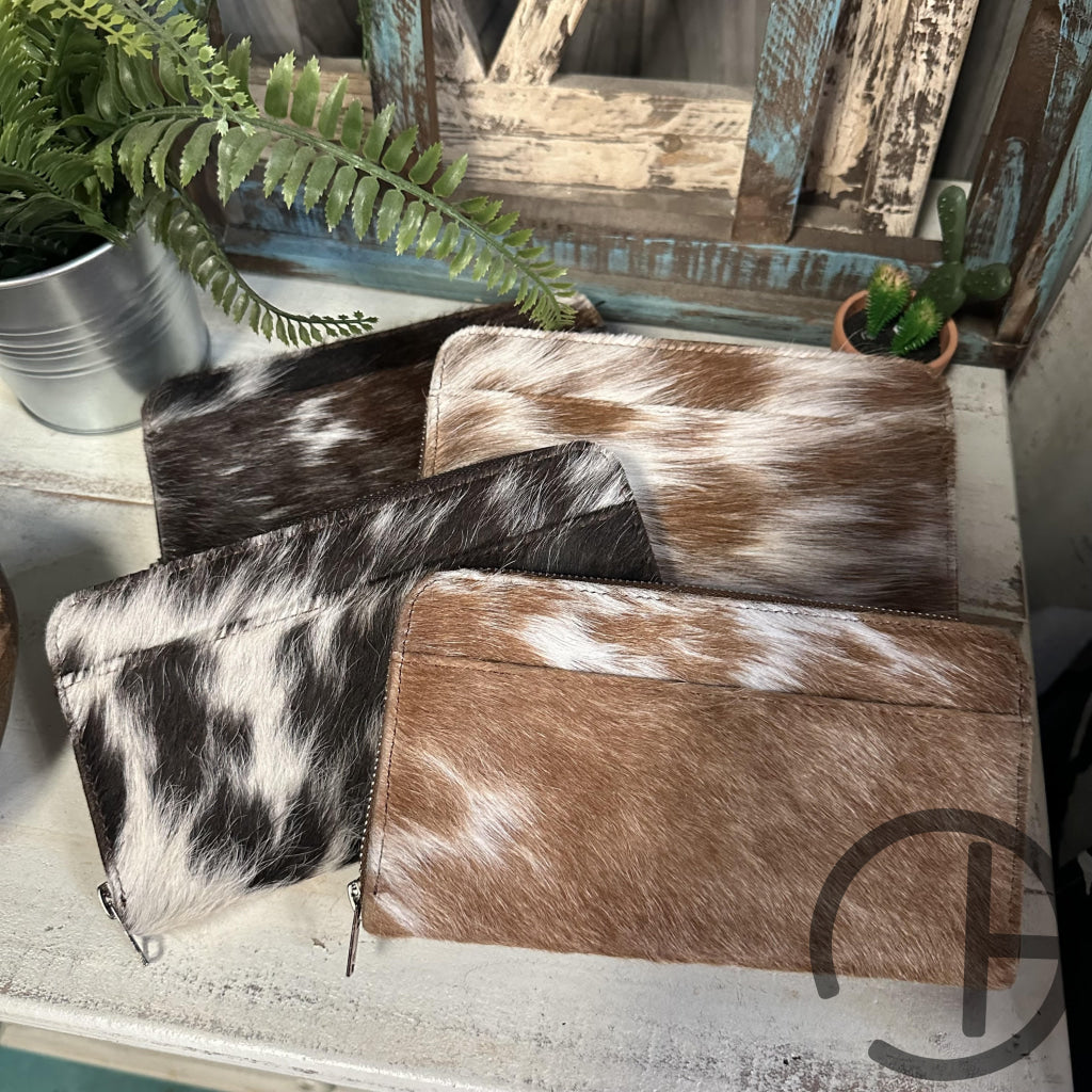 Cowhide Pocket Zip Wallet