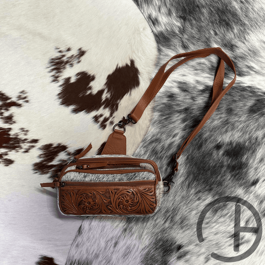 Cowhide Tooled Sling Bag