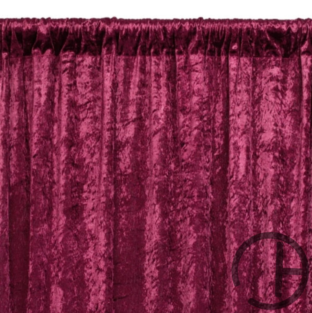 Crushed Velvet Curtains 8Ftx 52In / Burgandy