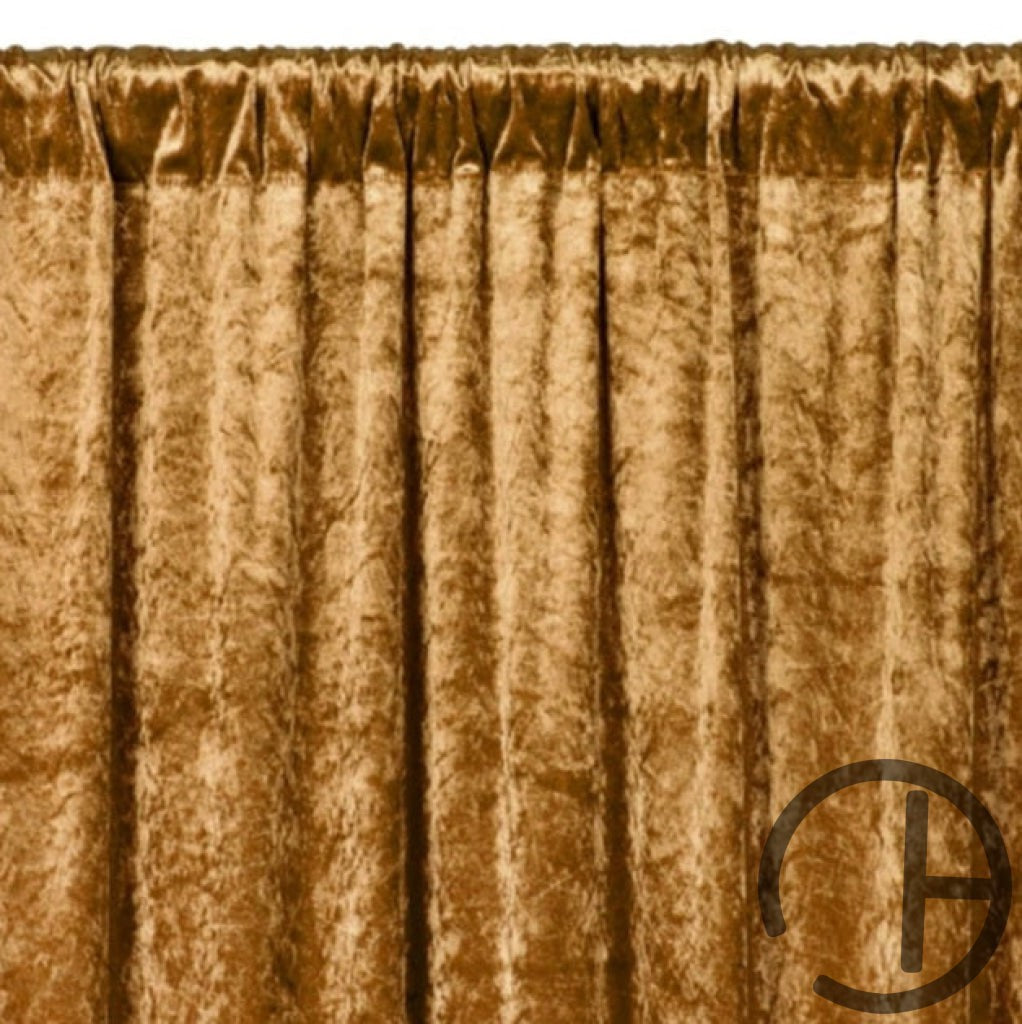 Crushed Velvet Curtains 8Ftx 52In / Mustard