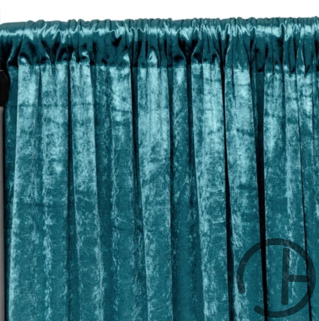 Crushed Velvet Curtains 8Ftx 52In / Turquoise