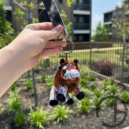 Dark Aztec Bull Plush Stuffed Animal Keychain