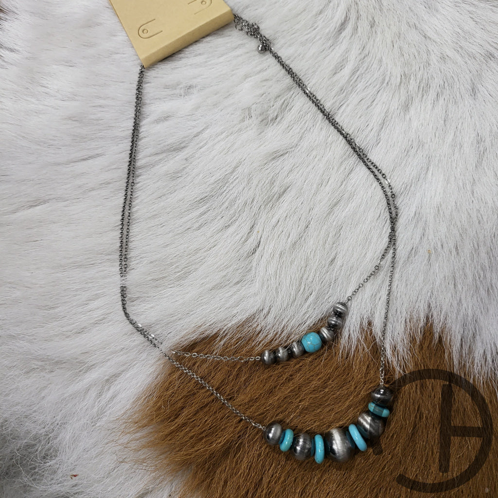 Double Layer Turquoise Bead Necklace