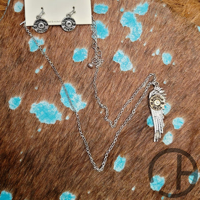 Feather Bullet Necklace Set