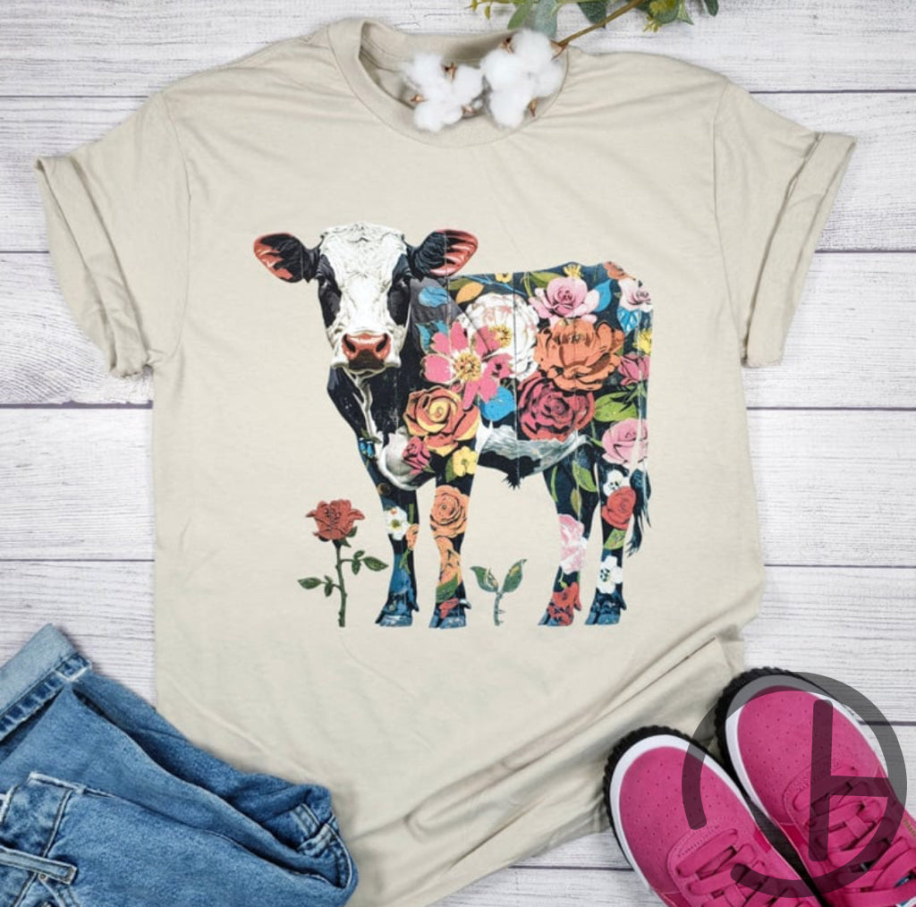 Floral Cow Unisex Tee