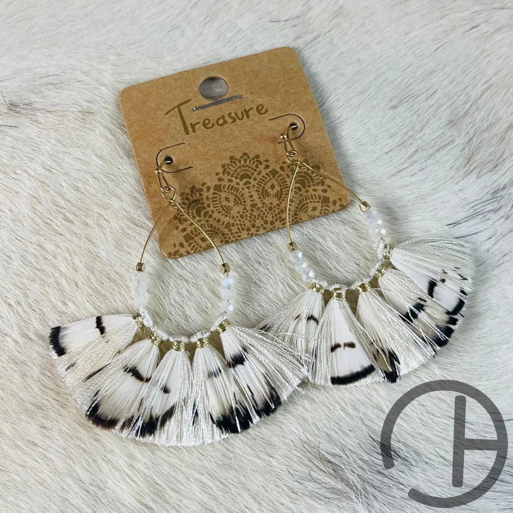 Fringe Black And White Earring