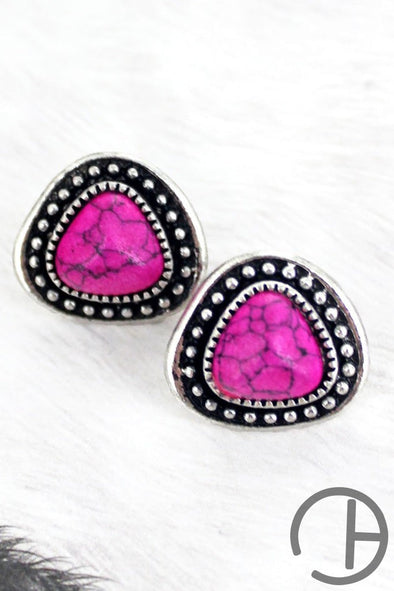 Fuchsia Pink Tahoe Triangle Earrings