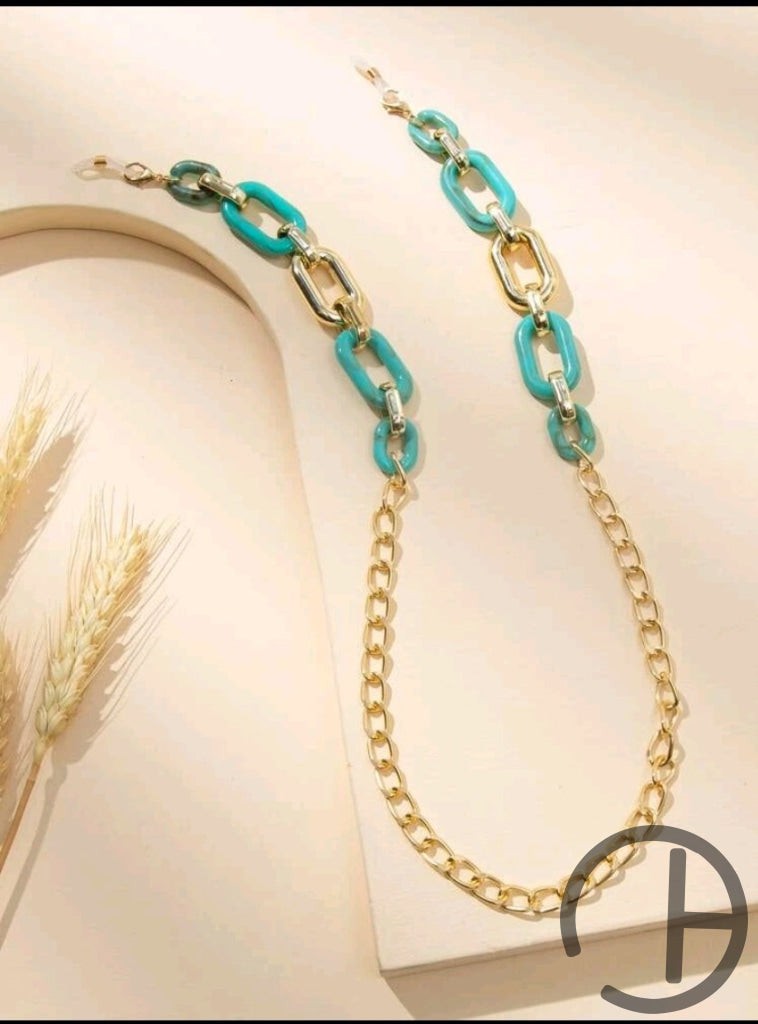 Geo Link Sunglass Chain Teal