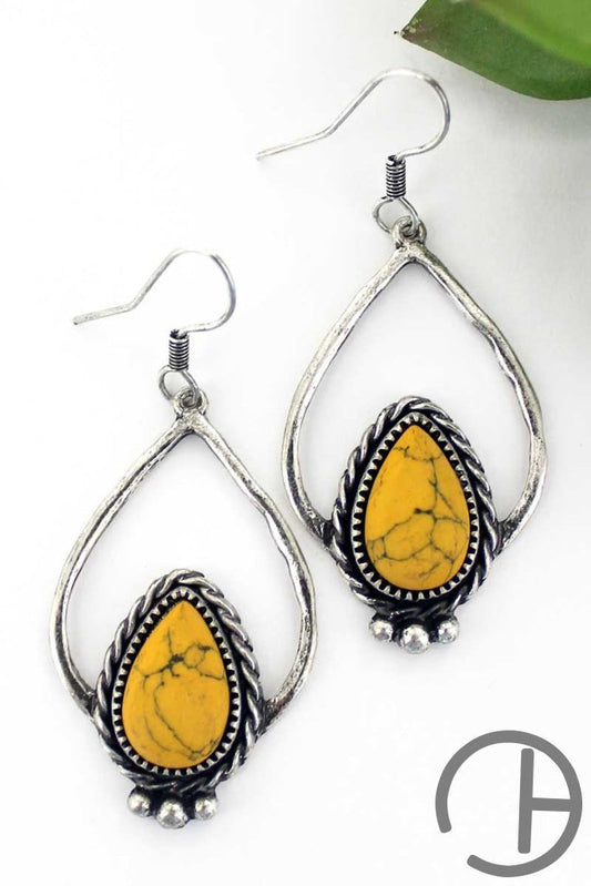 Holmby Hills Yellow And Silvertone Earrings