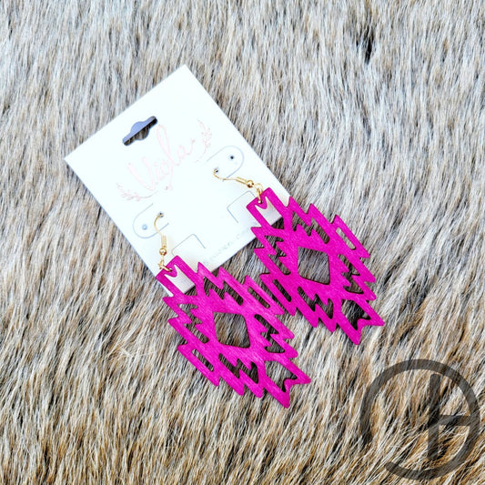 Hot Pink Wood Earrings