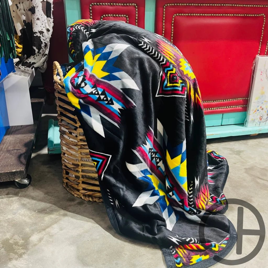 Black Aztec Throw Oversized Blanket