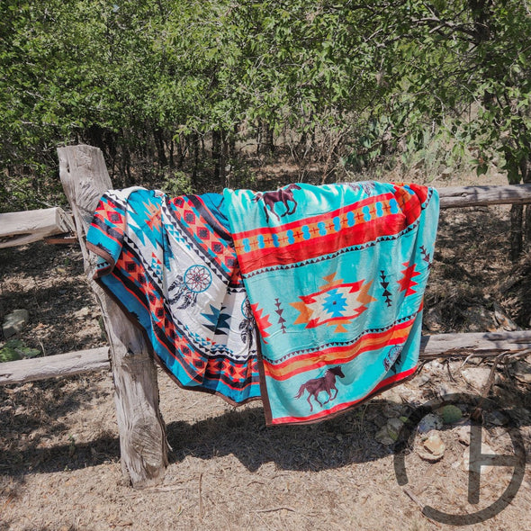 Hunter Horse Reversible Throw Oversized Blanket