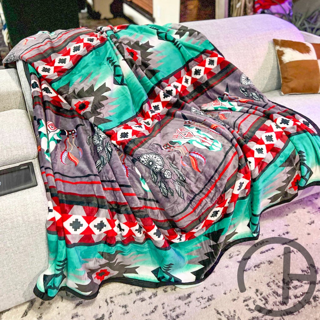 Jade Dream Steer Oversized Throw Blanket