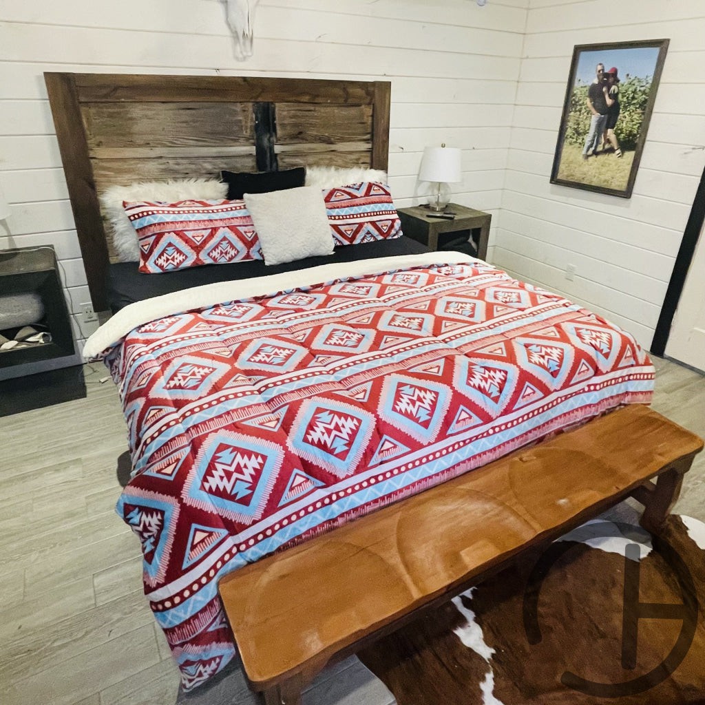 Jolene Sherpa Aztec Print 3 Piece Bed Set