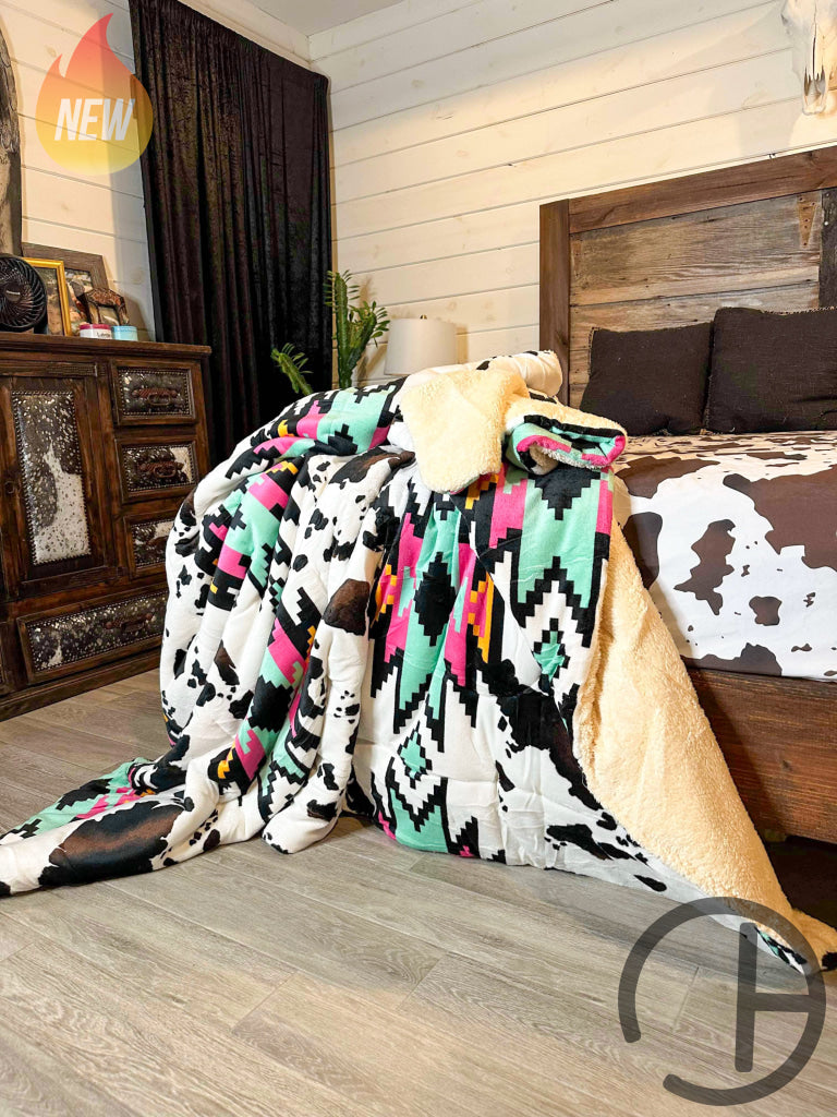 Jumbo Sherpa Rayne Blanket Throw - Soft And Cozy 88X90 Inches