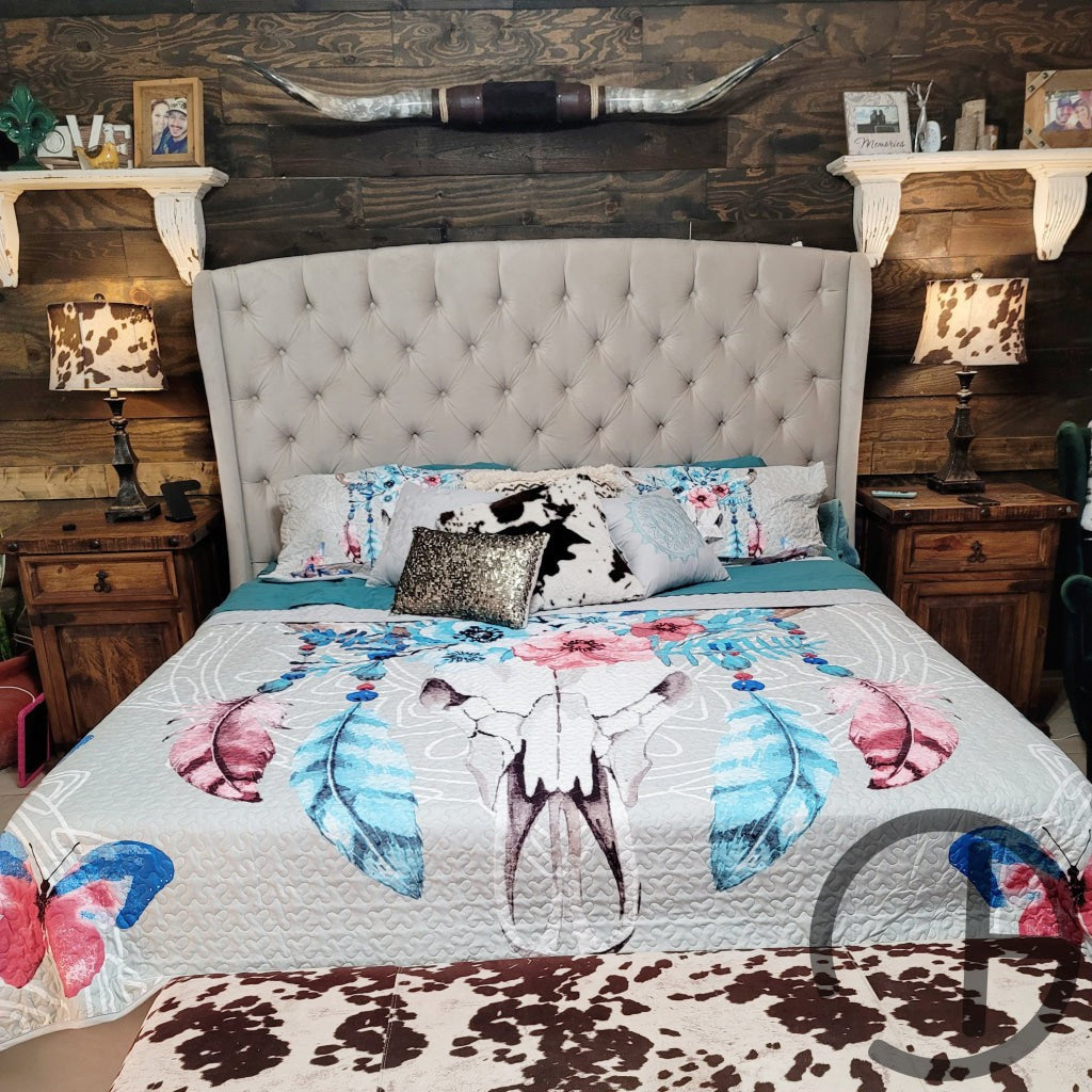 Large Steer Quilt 5 Piece Bed Set