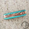 Leather Barrette Hair Clip Teal