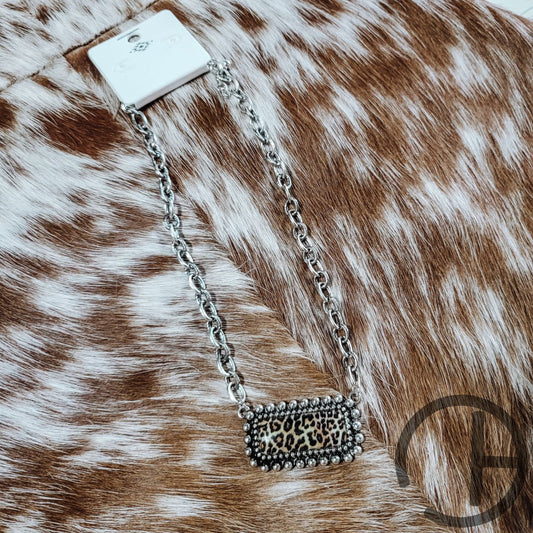 Leopard Chunky Bar Necklace