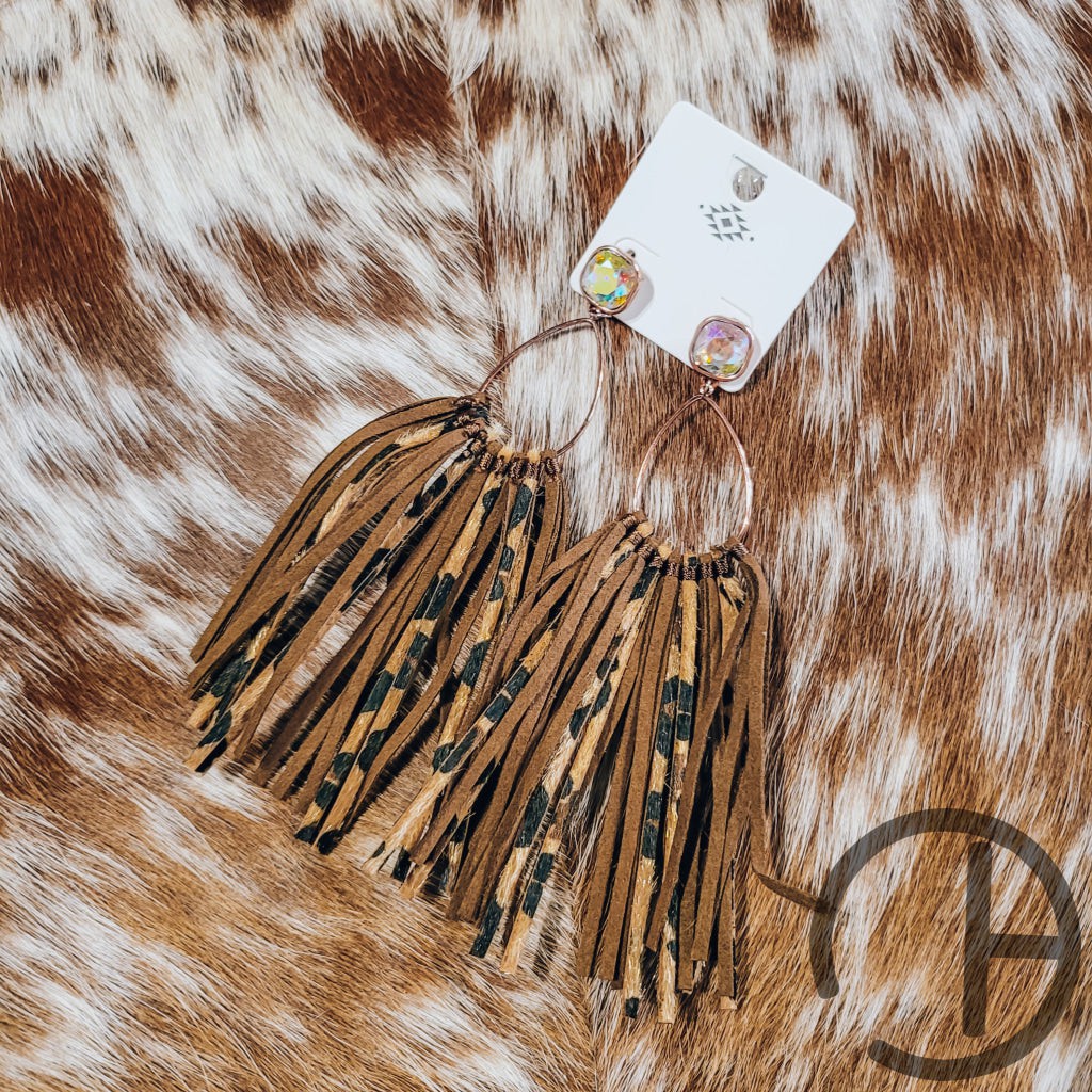 Leopard Fringe Earrings