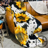 Lydia Sunflower Cow Oversized Throw Blanket