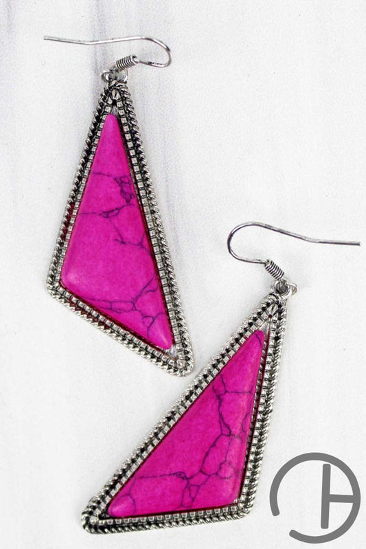 Montenegro Fuchsia Pink Triangle Earrings