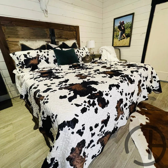 Multi Cow Print Quilt 3 Piece Bed Set