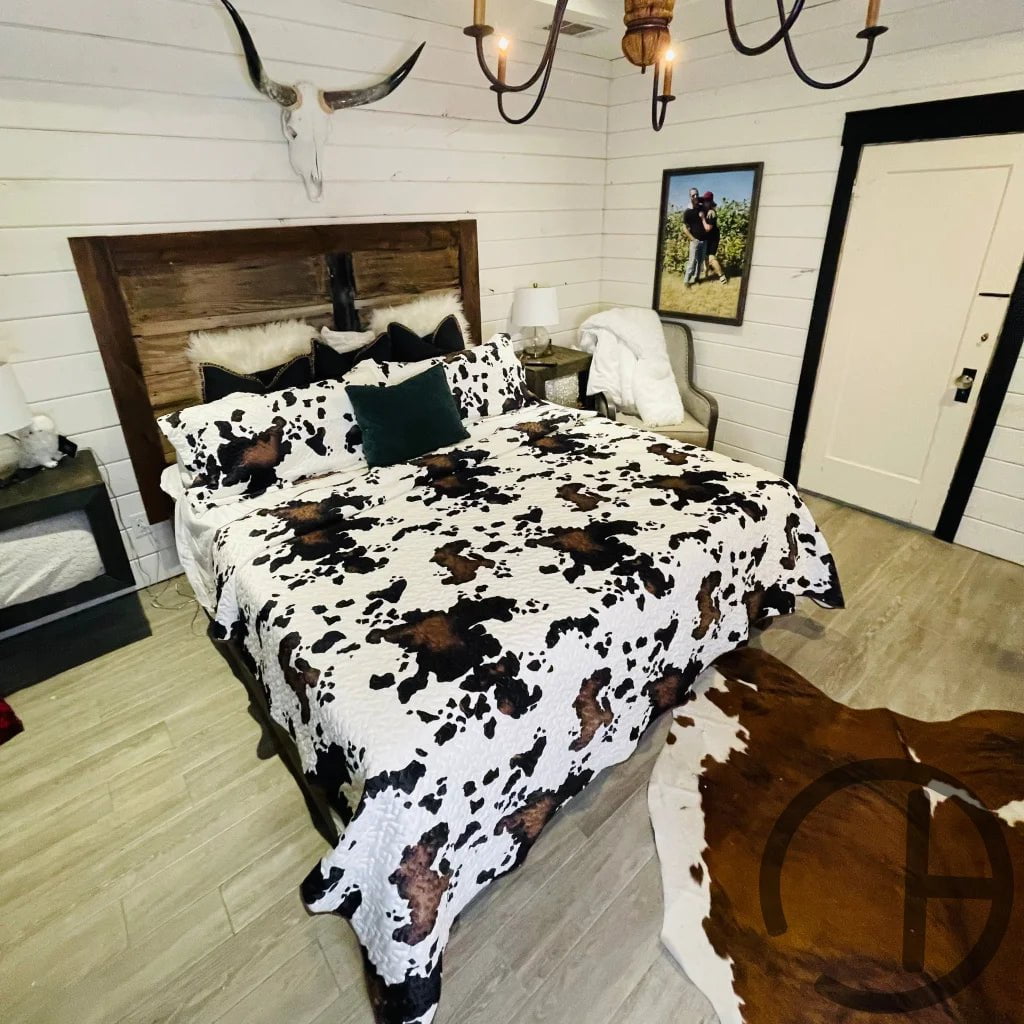 Multi Cow Print Quilt 3 Piece Bed Set