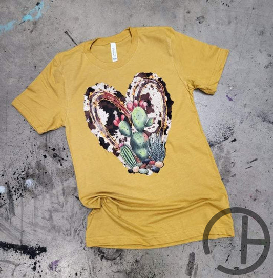 Mustard Cow Heart Tee Shirt