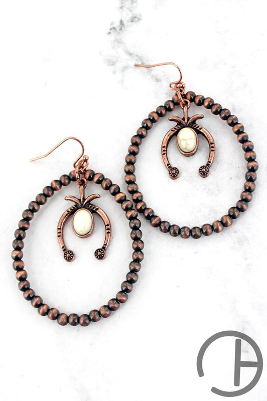 Naja Copper Navajo Inspired Pearl Hoop Earrings