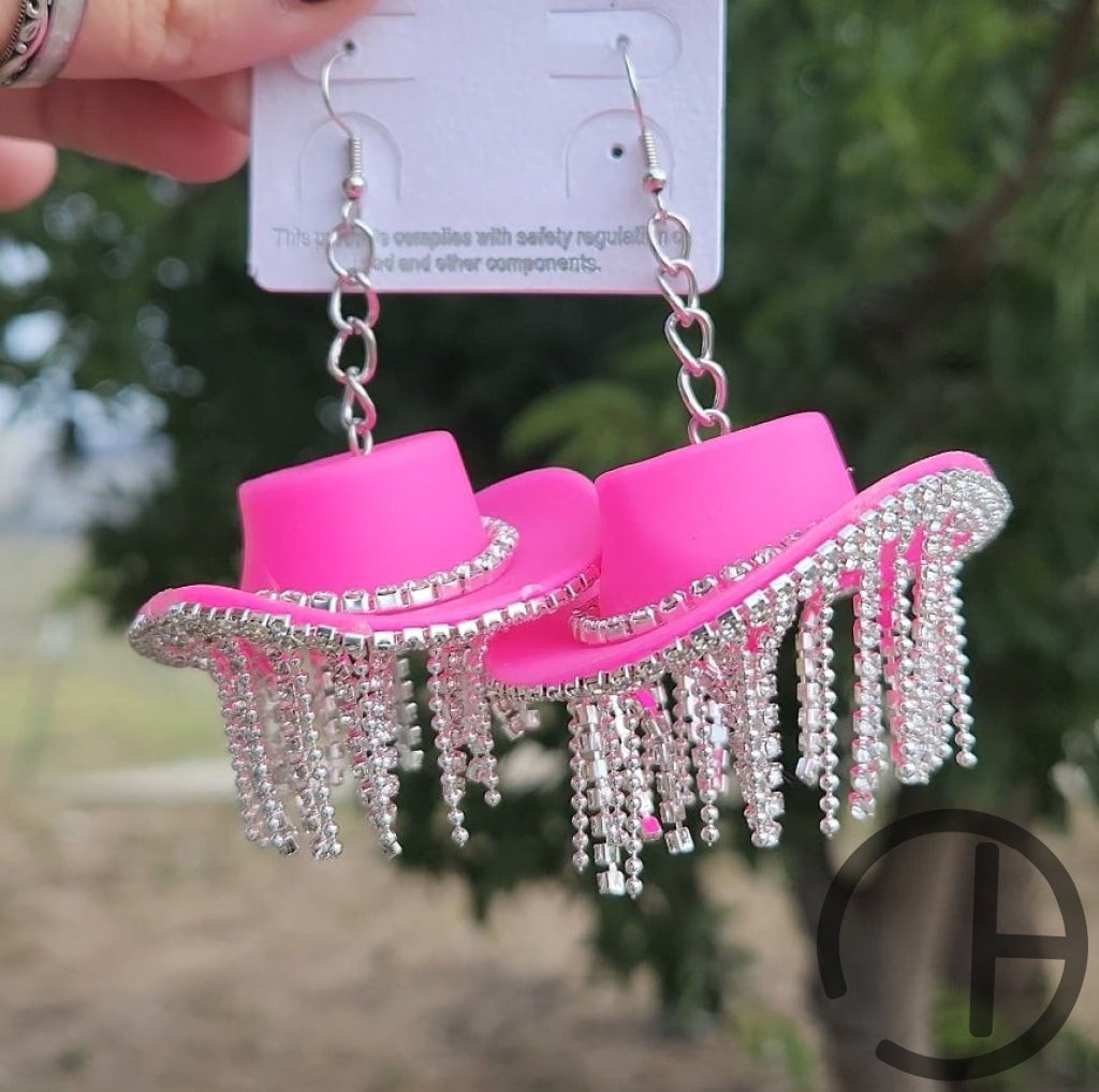 Neon Hat Bling Earrings