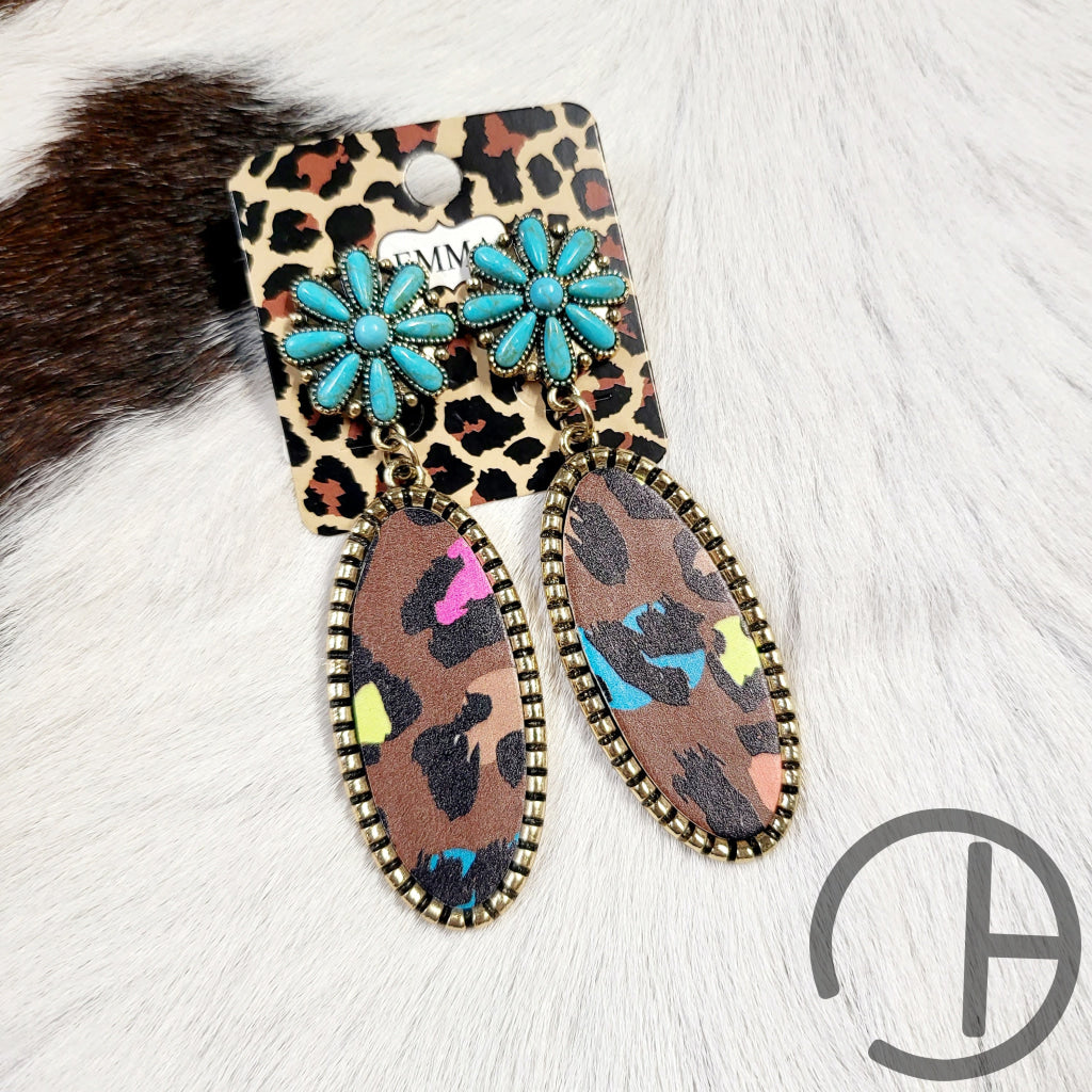 Neon Leopard Earrings